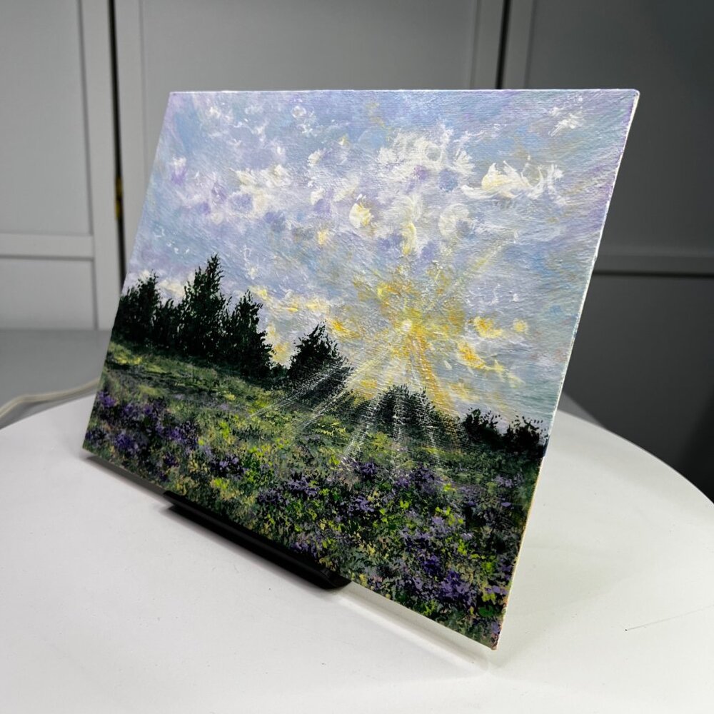 Field Of Light 8" x 10" Original Acrylic Landscape Painting Unframed Artwork - Picture 5 of 7
